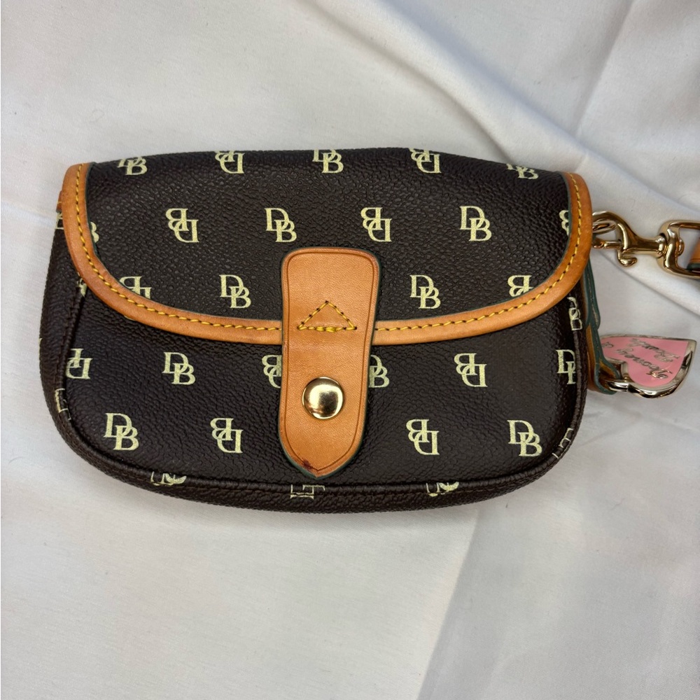 Dooney & Bourke Brown and Gold Monogram Wristlet